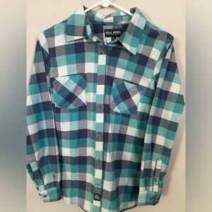 Blue Black and White flannel.